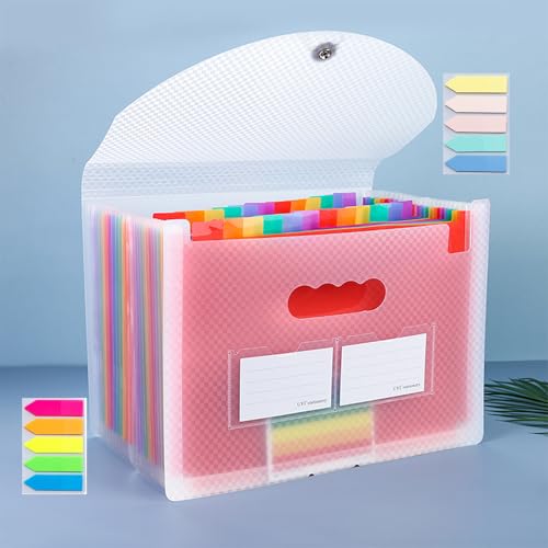 Dokumentenmappe A4, 25 Fächermappe Regenbogen Ordner Akkordeon Aktenordner a4 Dokumententasche Aktenmappe Ordnungsmappe A4 Ordner Tragbar Sortiermappe mit Labeln für Zuhause Büro, Weiß von Lostwry