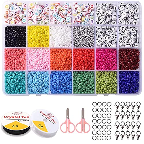 Lostwry 6800pcs Glasperlen Set, Farben Perlen zum Basteln Mini Glasperlen zum Auffädeln Buchstabenperlen Kit Runde Mehrfarbig Perlen für Schmuckherstellung DIY Armband Geschenk 3mm Lostwry 6800pcs Glasperlen Set, Farben Perlen zum Basteln Mini Glasperlen zum Auffädeln Buchstabenperlen Kit Runde Mehrfarbig Perlen für Schmuckherstellung DIY Armband Geschenk 3mm von Lostwry