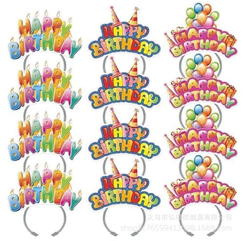 Losuya 12 bunte Happy Birthday-Stirnbänder, Papier-Haarbänder für Geburtstag, Tiara, Stirnbänder, Dekorationen Losuya 12 bunte Happy Birthday-Stirnbänder, Papier-Haarbänder für Geburtstag, Tiara, Stirnbänder, Dekorationen von Losuya