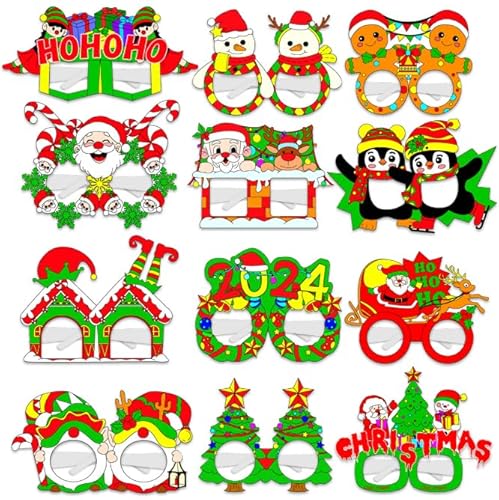 Losuya 12 x Weihnachtspapiergläser, Weihnachtsfeier, Brillen, Rahmen für Weihnachtsparty-Dekorationen Losuya 12 x Weihnachtspapiergläser, Weihnachtsfeier, Brillen, Rahmen für Weihnachtsparty-Dekorationen von Losuya