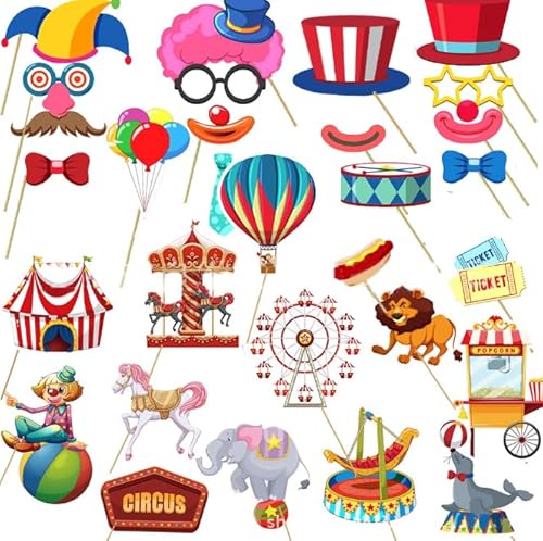 Losuya 30pcs Lustige Zirkus Foto Booth Requisiten Lustige Karneval Thema Party Foto Requisiten Dekorationen für Geburtstagsparty Bevorzugung Losuya 30pcs Lustige Zirkus Foto Booth Requisiten Lustige Karneval Thema Party Foto Requisiten Dekorationen für Geburtstagsparty Bevorzugung von Losuya