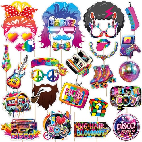 Losuya 80er Jahre Photo Booth Requisiten 80er Geburtstag Party Dekorationen Disco 1980er Jahre Party Supplies Losuya 80er Jahre Photo Booth Requisiten 80er Geburtstag Party Dekorationen Disco 1980er Jahre Party Supplies von Losuya