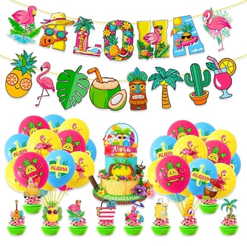 Losuya Aloha Hawaii Tropische Wimpelkette Banner Hawaii Luftballons Cupcake Topper für Sommer Pool Luau Party Dekoration Supplies Losuya Aloha Hawaii Tropische Wimpelkette Banner Hawaii Luftballons Cupcake Topper für Sommer Pool Luau Party Dekoration Supplies von Losuya