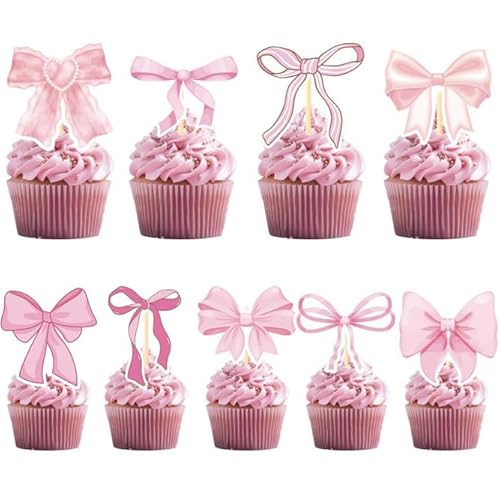 Losuya Cupcake-Aufsätze mit rosa Schleife, 36 Stück, rosa Schleife, Cupcake-Picks, Brautschmuck, Babyparty, Kuchen, Dessert, Dekoration, Geburtstag, Hochzeit, Party-Dekorationen Losuya Cupcake-Aufsätze mit rosa Schleife, 36 Stück, rosa Schleife, Cupcake-Picks, Brautschmuck, Babyparty, Kuchen, Dessert, Dekoration, Geburtstag, Hochzeit, Party-Dekorationen von Losuya