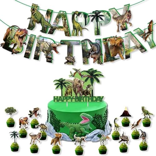 Losuya Dinosaurier Happy Birthday Banner Dinosaurier Cupcake Toppers für Kinder Dinosaurier Geburtstag Bunting Dekorationen Party Supplies Losuya Dinosaurier Happy Birthday Banner Dinosaurier Cupcake Toppers für Kinder Dinosaurier Geburtstag Bunting Dekorationen Party Supplies von Losuya
