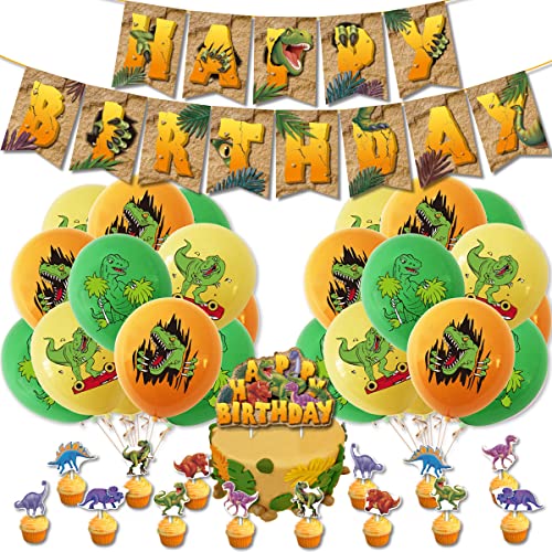 Losuya Dinosaurier Happy Birthday Banner Dinosaurier Luftballons Cupcake Topper für Kinder Dinosaurier Geburtstag Wimpelkette Dekorationen Losuya Dinosaurier Happy Birthday Banner Dinosaurier Luftballons Cupcake Topper für Kinder Dinosaurier Geburtstag Wimpelkette Dekorationen von Losuya