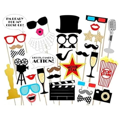 Losuya Lustige Photo Booth Requisiten Movie Night Hollywood Party Photo Booth Requisiten für Hochzeit, Geburtstag, Bachelorette Party 33St von Losuya