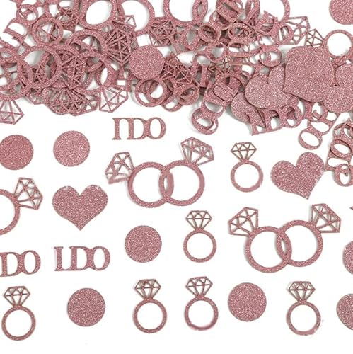 Losuya Roségoldener Hochzeitskonfetti, Glitzer-Papier, Diamantring, "I Do", Konfetti, Verlobung, Tischdekoration, Streudekoration von Losuya