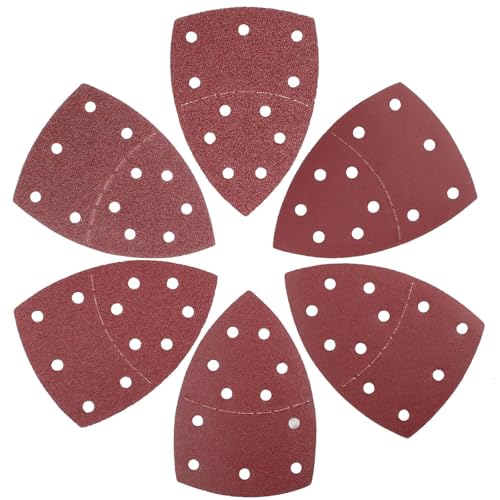 LotFancy 100 St. Klett Schleifpapier Set für Dreieckschleifer, Deltaschleifer Schleifpapier 105x152 mm, Körnung P40 P60 P80 P120 P240, 11 Löcher, Schleifscheiben für Multischleifer von LotFancy
