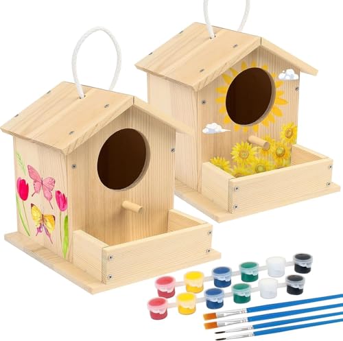 LotFancy Vogelhaus Bausatz für Kinder, 2 x Vogelhaus zum bemalen, Holz Bastelset, DIY Basteln Set Vogelkasten Basteln Ostern Geschenke für Mädchen Jungen Kleinkinder LotFancy Vogelhaus Bausatz für Kinder, 2 x Vogelhaus zum bemalen, Holz Bastelset, DIY Basteln Set Vogelkasten Basteln Ostern Geschenke für Mädchen Jungen Kleinkinder von LotFancy