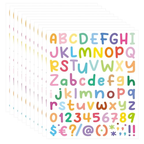 Lotbun 10 Blatt Buchstaben-Aufkleber, Alphabet, Zahlenaufkleber, Alphabet, Aufkleber für Dekoration von Kunst von Lotbun