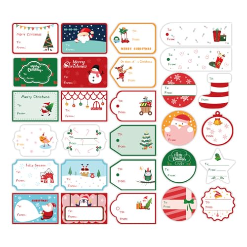 Lotbun 112 Stück Weihnachts-Aufkleber, Selbstklebend, Geschenketiketten Mit Schneemann, für Weihnachtsgeschenke, Dekorative Etiketten von Lotbun
