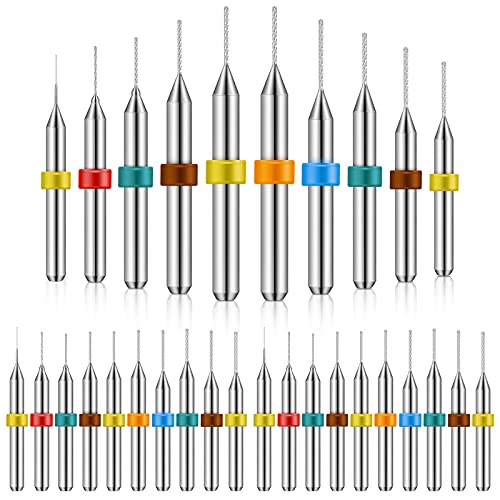 Wolframkarbid-Mikrobohrer-Set, Wolframstahl, PCB, Druckleiterplatte, Flöte, CNC-Fräser-Bits für raue Steine, Leiterplatten, Schmuckgravur (30 Stück, 0,3–1,2 mm) von Lothee
