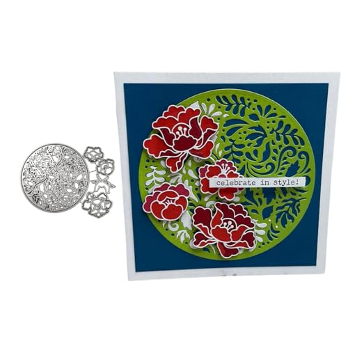 Blume Runder Rahmen Metall Stanzschablone, Stanzformen, Stanzbögen, Prägeschablonen, Cutting Die Set, Stanzschablonen für DIY Scrapbooking, Fotoalbum Dekorative von Lotmouday
