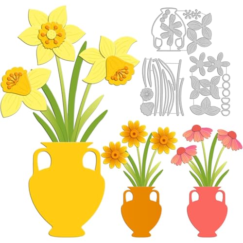 Blumenstrauß Vase Metall Stanzschablone, Stanzformen, Stanzbögen, Prägeschablonen, Cutting Die Set, Stanzschablonen für DIY Scrapbooking, Fotoalbum Dekorative von Lotmouday