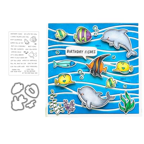 Englische Wörter und Fische Stempel und Stanzen Set, Stempel Stanzformen Sets Scrapbooking Prägeschablone Für DIY Scrapbooking Kunsthandwerk Englische Wörter und Fische Stempel und Stanzen Set, Stempel Stanzformen Sets Scrapbooking Prägeschablone Für DIY Scrapbooking Kunsthandwerk von Lotmouday