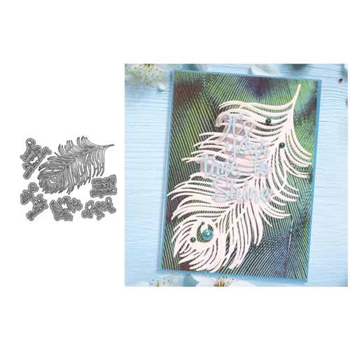 Federn und Wörter Metall Stanzschablone, Stanzformen, Stanzbögen, Prägeschablonen, Cutting Die Set, Stanzschablonen für DIY Scrapbooking, Fotoalbum Dekorative von Lotmouday