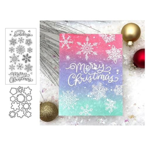 Frohe Weihnachten Schneeflocke Stempel und Stanzen Set, Stempel Stanzformen Sets Scrapbooking Prägeschablone Für DIY Scrapbooking Kunsthandwerk Frohe Weihnachten Schneeflocke Stempel und Stanzen Set, Stempel Stanzformen Sets Scrapbooking Prägeschablone Für DIY Scrapbooking Kunsthandwerk von Lotmouday