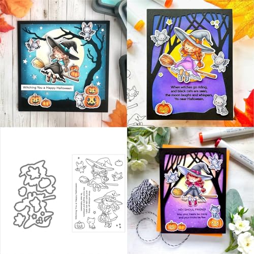 Halloween Hexe Stempel und Stanzen Set, Stempel Stanzformen Sets Scrapbooking Prägeschablone Für DIY Scrapbooking Kunsthandwerk Halloween Hexe Stempel und Stanzen Set, Stempel Stanzformen Sets Scrapbooking Prägeschablone Für DIY Scrapbooking Kunsthandwerk von Lotmouday