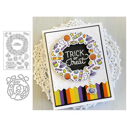 Halloween-Kranz Stempel und Stanzen Set, Stempel Stanzformen Sets Scrapbooking Prägeschablone Für DIY Scrapbooking Kunsthandwerk Halloween-Kranz Stempel und Stanzen Set, Stempel Stanzformen Sets Scrapbooking Prägeschablone Für DIY Scrapbooking Kunsthandwerk von Lotmouday