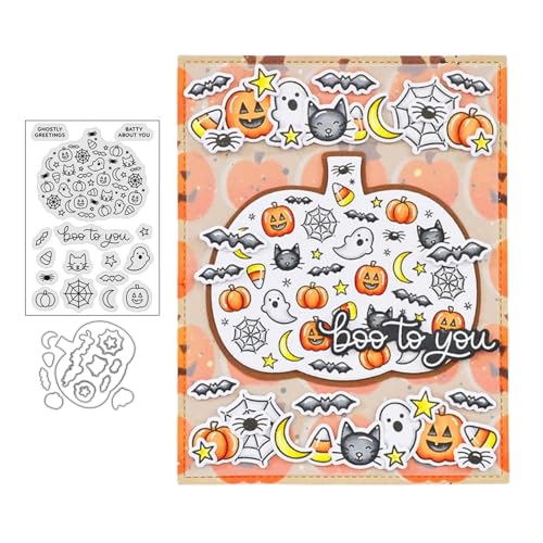 Halloween-Kürbis Stempel und Stanzen Set, Stempel Stanzformen Sets Scrapbooking Prägeschablone Für DIY Scrapbooking Kunsthandwerk von Lotmouday