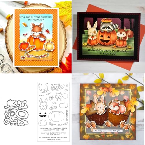 Herbsttiere Stempel und Stanzen Set, Stempel Stanzformen Sets Scrapbooking Prägeschablone Für DIY Scrapbooking Kunsthandwerk von Lotmouday