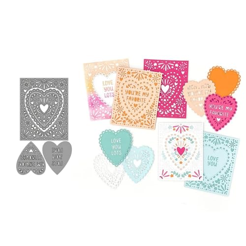 Herz-Hintergrundrahmen Metall Stanzschablone, Stanzformen, Stanzbögen, Prägeschablonen, Cutting Die Set, Stanzschablonen für DIY Scrapbooking, Fotoalbum Dekorative von Lotmouday