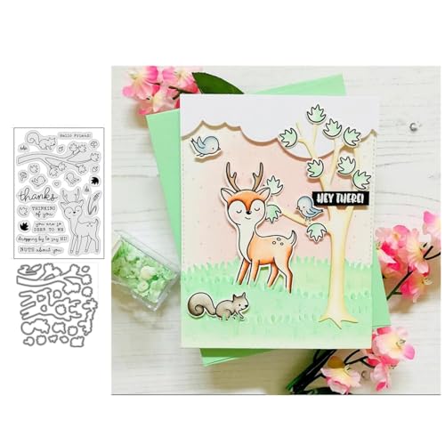 Hirsch Eichhörnchen Stempel und Stanzen Set, Stempel Stanzformen Sets Scrapbooking Prägeschablone Für DIY Scrapbooking Kunsthandwerk Hirsch Eichhörnchen Stempel und Stanzen Set, Stempel Stanzformen Sets Scrapbooking Prägeschablone Für DIY Scrapbooking Kunsthandwerk von Lotmouday