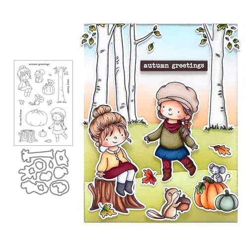Kürbis-Mädchen Stempel und Stanzen Set, Stempel Stanzformen Sets Scrapbooking Prägeschablone Für DIY Scrapbooking Kunsthandwerk von Lotmouday