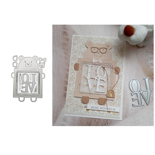 Liebesbär Metall Stanzschablone, Stanzformen, Stanzbögen, Prägeschablonen, Cutting Die Set, Stanzschablonen für DIY Scrapbooking, Fotoalbum Dekorative von Lotmouday