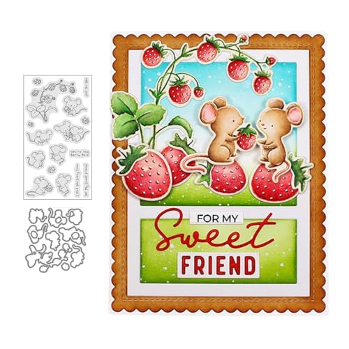 Mäuse und Erdbeeren Stempel und Stanzen Set, Stempel Stanzformen Sets Scrapbooking Prägeschablone Für DIY Scrapbooking Kunsthandwerk Mäuse und Erdbeeren Stempel und Stanzen Set, Stempel Stanzformen Sets Scrapbooking Prägeschablone Für DIY Scrapbooking Kunsthandwerk von Lotmouday