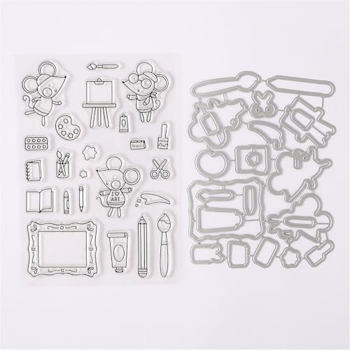 Maus-Maler Stempel und Stanzen Set, Stempel Stanzformen Sets Scrapbooking Prägeschablone Für DIY Scrapbooking Kunsthandwerk Maus-Maler Stempel und Stanzen Set, Stempel Stanzformen Sets Scrapbooking Prägeschablone Für DIY Scrapbooking Kunsthandwerk von Lotmouday