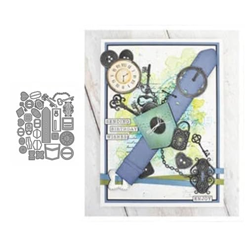 Mechanische Uhr Metall Stanzschablone, Stanzformen, Stanzbögen, Prägeschablonen, Cutting Die Set, Stanzschablonen für DIY Scrapbooking, Fotoalbum Dekorative von Lotmouday