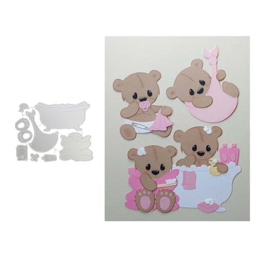 Niedlicher Bär Metall Stanzschablone, Stanzformen, Stanzbögen, Prägeschablonen, Cutting Die Set, Stanzschablonen für DIY Scrapbooking, Fotoalbum Dekorative von Lotmouday