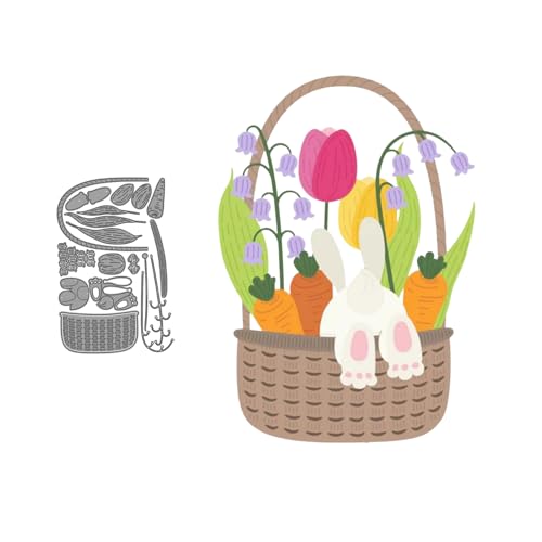 Osterhase Korb Metall Stanzschablone, Stanzformen, Stanzbögen, Prägeschablonen, Cutting Die Set, Stanzschablonen für DIY Scrapbooking, Fotoalbum Dekorative von Lotmouday