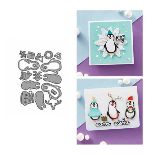 Pinguin Metall Stanzschablone, Stanzformen, Stanzbögen, Prägeschablonen, Cutting Die Set, Stanzschablonen für DIY Scrapbooking, Fotoalbum Dekorative von Lotmouday