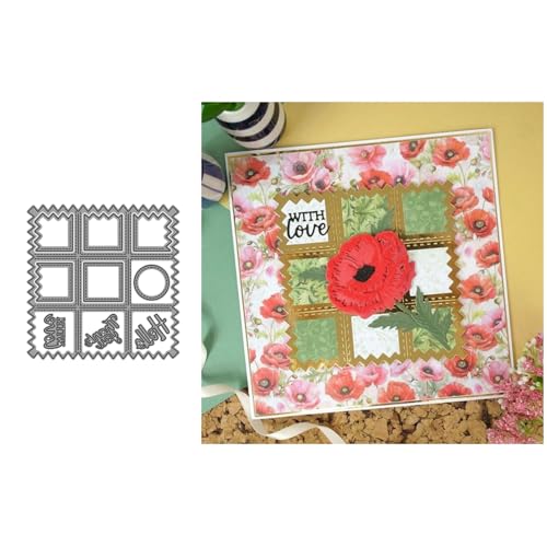 Quadratischer Hintergrund Metall Stanzschablone, Stanzformen, Stanzbögen, Prägeschablonen, Cutting Die Set, Stanzschablonen für DIY Scrapbooking, Fotoalbum Dekorative von Lotmouday