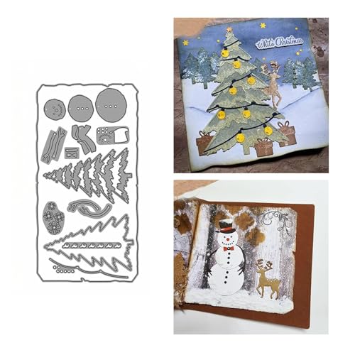 Schneemann und Baum Metall Stanzschablone, Stanzformen, Stanzbögen, Prägeschablonen, Cutting Die Set, Stanzschablonen für DIY Scrapbooking, Fotoalbum Dekorative von Lotmouday