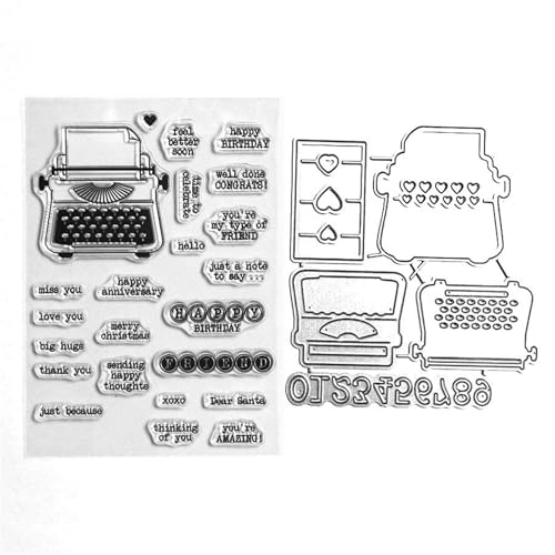 Schreibmaschine Stempel und Stanzen Set, Stempel Stanzformen Sets Scrapbooking Prägeschablone Für DIY Scrapbooking Kunsthandwerk Schreibmaschine Stempel und Stanzen Set, Stempel Stanzformen Sets Scrapbooking Prägeschablone Für DIY Scrapbooking Kunsthandwerk von Lotmouday
