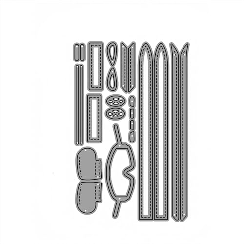 Skiausrüstung Metall Stanzschablone, Stanzformen, Stanzbögen, Prägeschablonen, Cutting Die Set, Stanzschablonen für DIY Scrapbooking, Fotoalbum Dekorative von Lotmouday