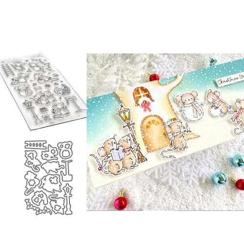 Süße kleine Maus Stempel und Stanzen Set, Stempel Stanzformen Sets Scrapbooking Prägeschablone Für DIY Scrapbooking Kunsthandwerk von Lotmouday