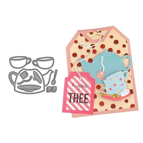 Teetasse Metall Stanzschablone, Stanzformen, Stanzbögen, Prägeschablonen, Cutting Die Set, Stanzschablonen für DIY Scrapbooking, Fotoalbum Dekorative von Lotmouday