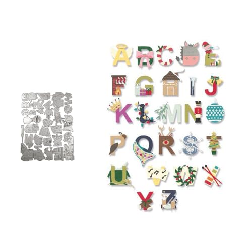 Weihnachten Alphabet Metall Stanzschablone, Stanzformen, Stanzbögen, Prägeschablonen, Cutting Die Set, Stanzschablonen für DIY Scrapbooking, Fotoalbum Dekorative von Lotmouday