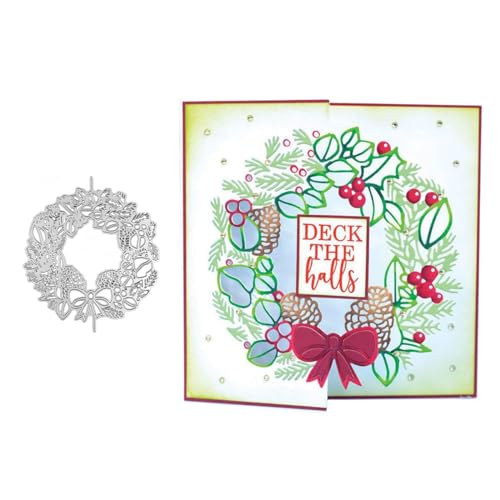 Weihnachten Kranz Metall Stanzschablone, Stanzformen, Stanzbögen, Prägeschablonen, Cutting Die Set, Stanzschablonen für DIY Scrapbooking, Fotoalbum Dekorative von Lotmouday