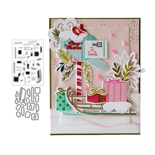 Weihnachtsgeschenke Stempel und Stanzen Set, Stempel Stanzformen Sets Scrapbooking Prägeschablone Für DIY Scrapbooking Kunsthandwerk von Lotmouday