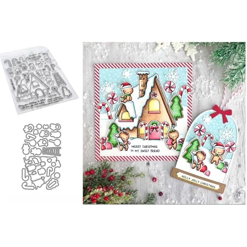 Weihnachtshaus Stempel und Stanzen Set, Stempel Stanzformen Sets Scrapbooking Prägeschablone Für DIY Scrapbooking Kunsthandwerk von Lotmouday