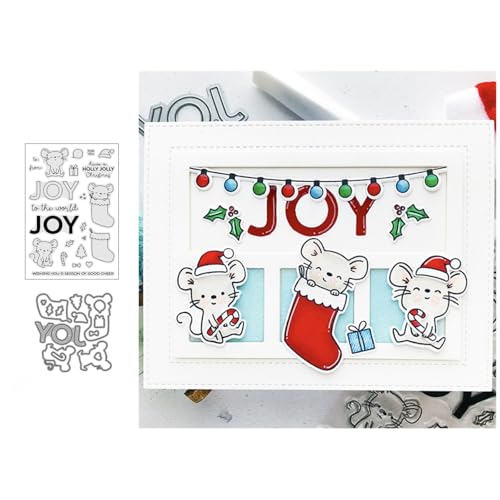 Weihnachtsmäuse Stempel und Stanzen Set, Stempel Stanzformen Sets Scrapbooking Prägeschablone Für DIY Scrapbooking Kunsthandwerk von Lotmouday