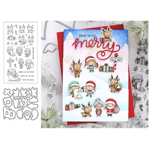 Weihnachtsmann und Rentier Stempel und Stanzen Set, Stempel Stanzformen Sets Scrapbooking Prägeschablone Für DIY Scrapbooking Kunsthandwerk Weihnachtsmann und Rentier Stempel und Stanzen Set, Stempel Stanzformen Sets Scrapbooking Prägeschablone Für DIY Scrapbooking Kunsthandwerk von Lotmouday