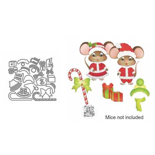 Weihnachtsmaus Metall Stanzschablone, Stanzformen, Stanzbögen, Prägeschablonen, Cutting Die Set, Stanzschablonen für DIY Scrapbooking, Fotoalbum Dekorative von Lotmouday