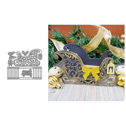 Weihnachtsschlitten Metall Stanzschablone, Stanzformen, Stanzbögen, Prägeschablonen, Cutting Die Set, Stanzschablonen für DIY Scrapbooking, Fotoalbum Dekorative von Lotmouday